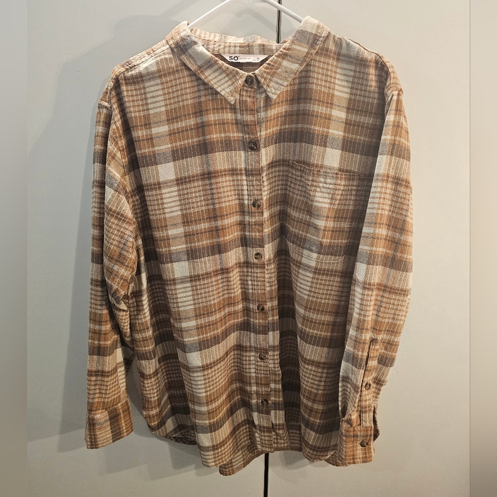 SO Casual Brown Tan Button Down Shirt